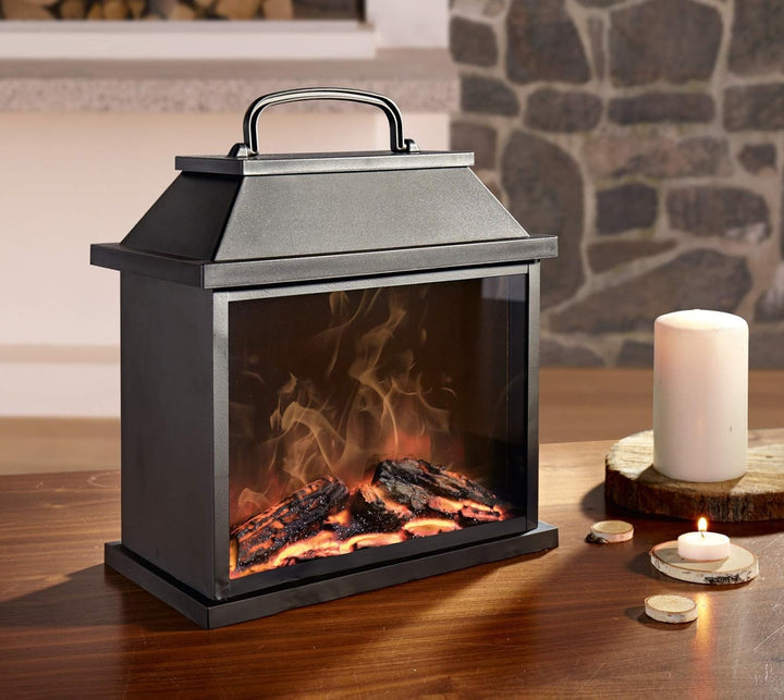 Dekoleidenschaft LED Kamin mit faszinierendem Flammen-Effekt, Tischfeuer, Tischkamin, Batterie- und