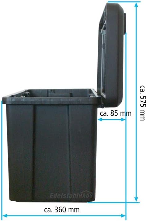 Blackit L - 750 x 300 x 355 mm + Montagesatz MON4002 Edelstahlhaus, Deichselbox mit 2 Schlösser, Wer