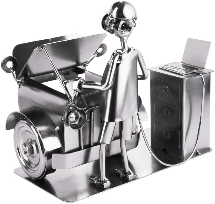 BRUBAKER Schraubenmännchen Automechaniker - Handarbeit Eisenfigur Metallmännchen - Metallfigur Gesch