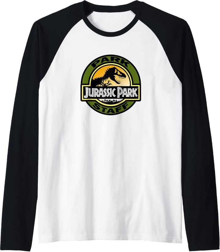 Jurassic Park Classic Park Staff Logo Raglan