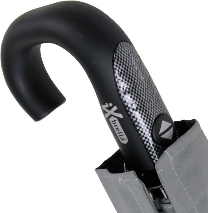 iX-brella Herren Taschenschirm Auf-Zu-Automatik Rundhakengriff Carbonoptik Grey Carbonoptik-grau, Ca