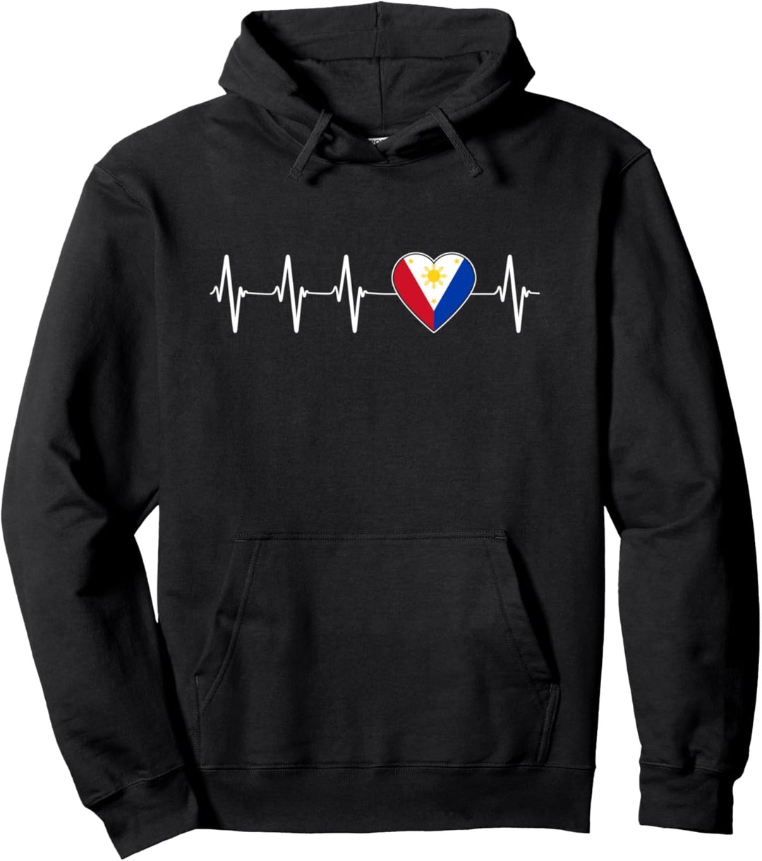 Filipino Heartbeat I Love The Philippines Herzflagge Pullover Hoodie