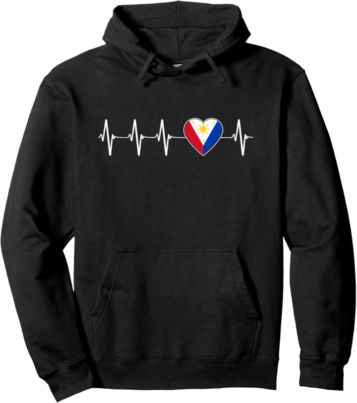 Filipino Heartbeat I Love The Philippines Herzflagge Pullover Hoodie