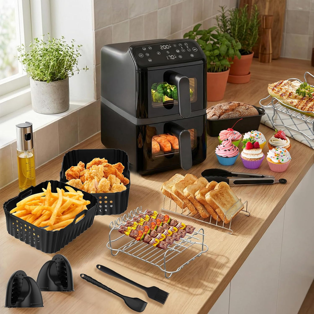 Airfryer Zubehör für Philips Airfryer 4000 Series Stacked Dual Basket Heissluftfritteuse NA460/00 NA