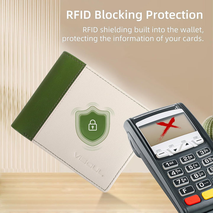 VISOUL Echt Leder Geldbörse Herren mit RFID Schutz Portemonnaie Gross mit Münzfach 8 Fächer Echtlede