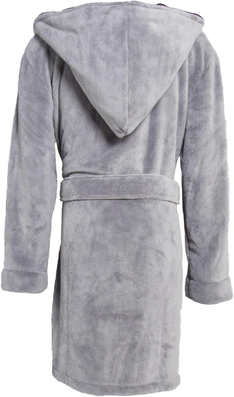 CelinaTex XS-XXXL Bademantel Kapuze zweifarbig kurz aufgesetzte Taschen Damen Mikrofaser Kuschelflee