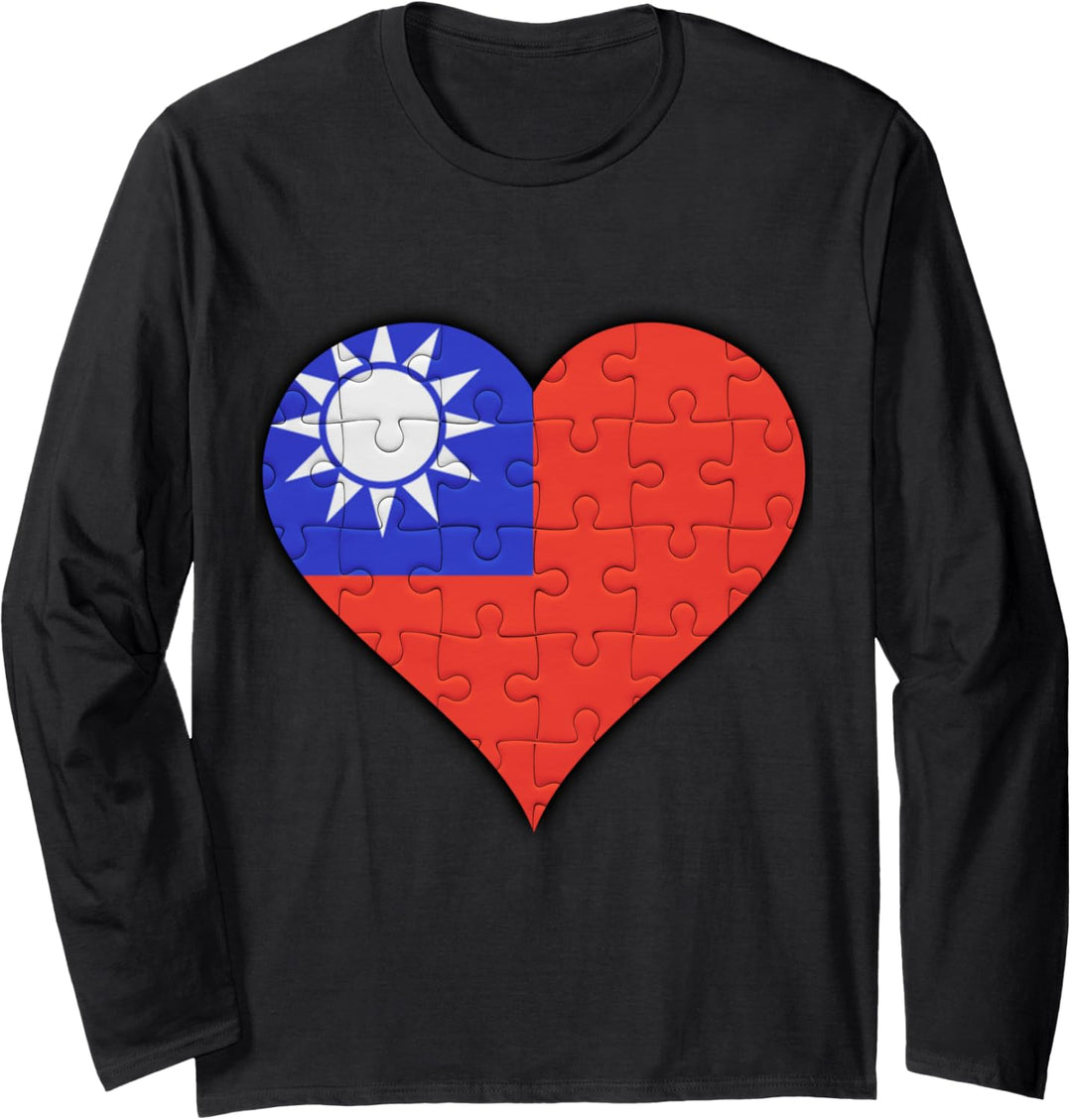 Taiwan Taiwanesische Flagge Herz Langarmshirt