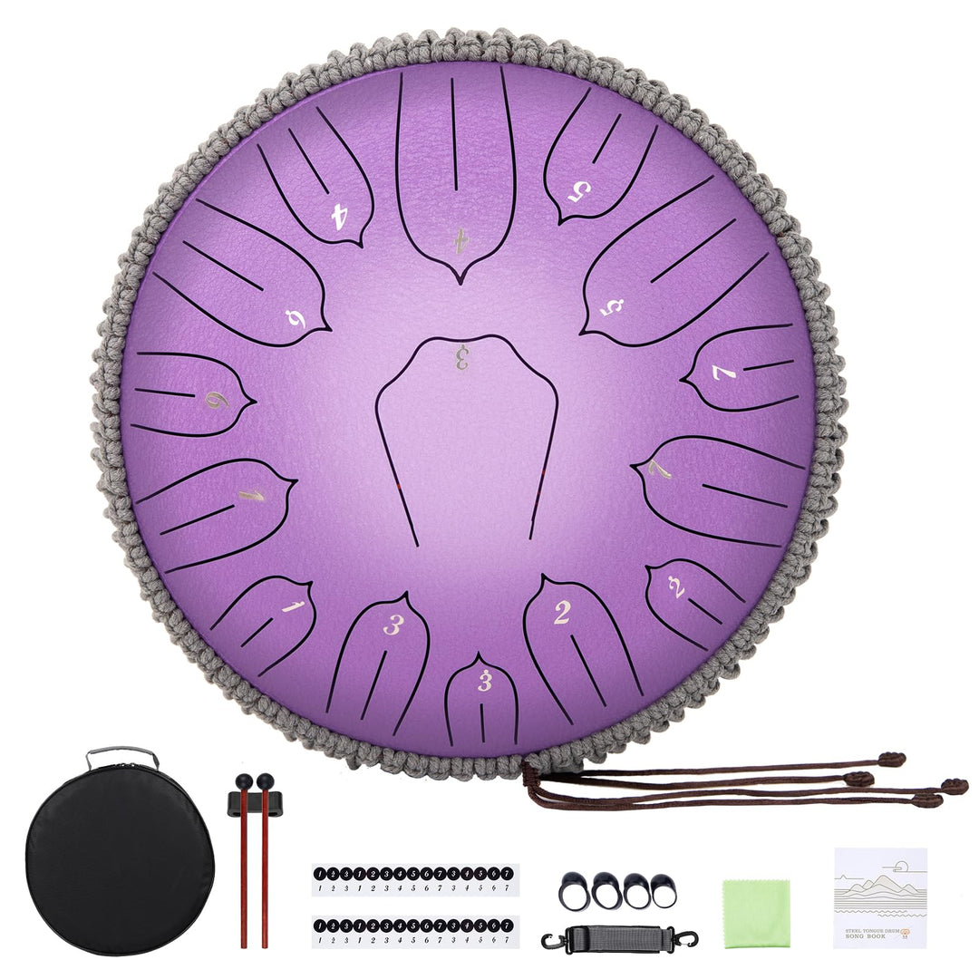 Musfunny Zungentrommel Handpan Steel Tongue Drum: 12 Zoll 15 Tone Stahlzungentrommel D-Dur Handpan I