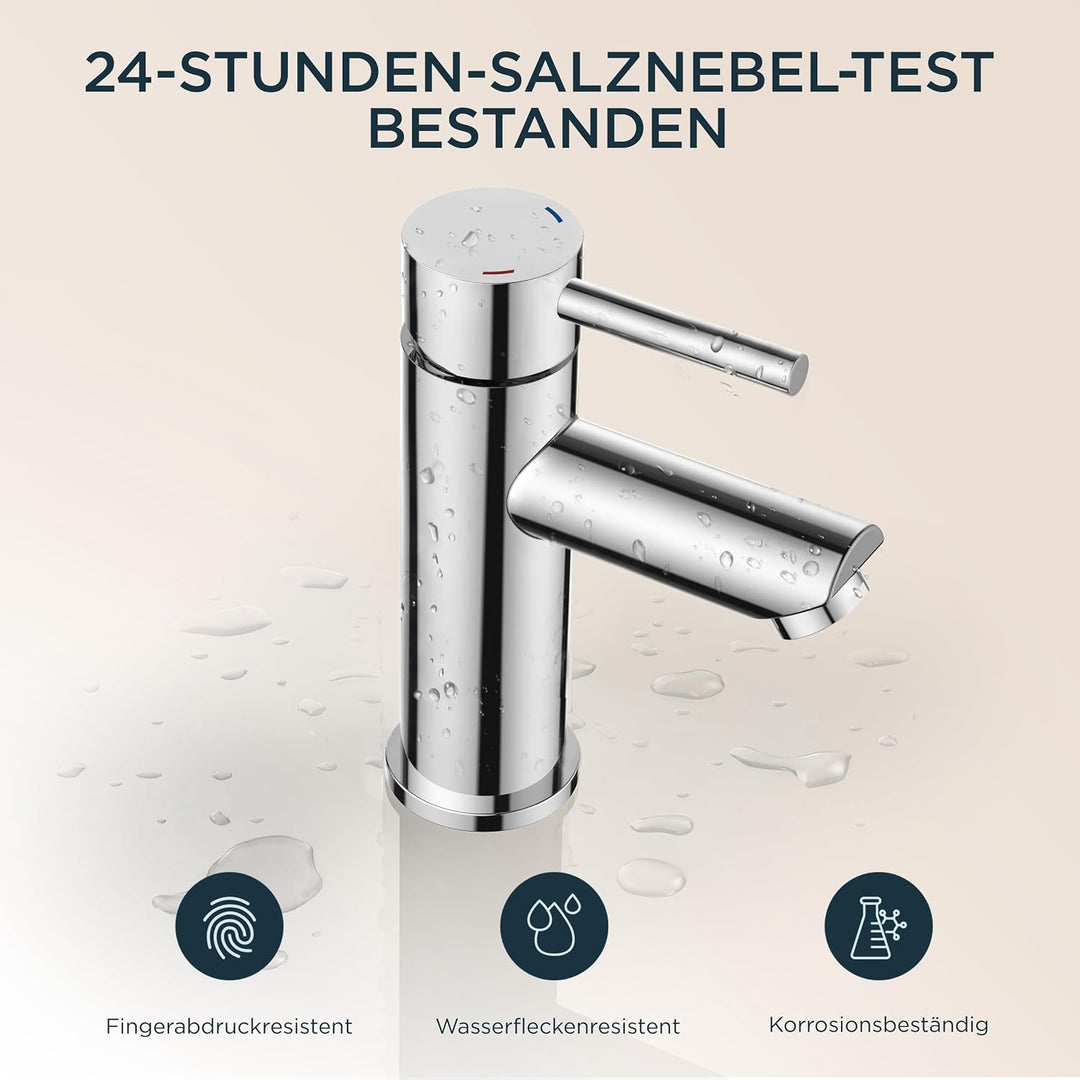 FORIOUS® Wasserhahn Bad, Edelstahl Waschbeckenarmatur mit Auslaufhöhe 85MM, Einhebel-Mischbatterie f