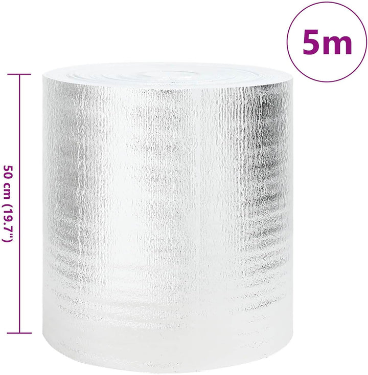 vidaXL Heizkörper-Reflektorfolie Silber 5 x 0,5 m Polyethylen, Heizaccessoire fürs Wohnzimmer, zylin