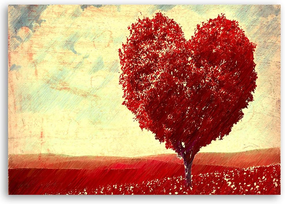 Feeby Wanddeko Herz Leinwandbild Kunstdruck abstrakt Rot 90x60 cm M14319 90x60 cm, M14319 90x60 cm