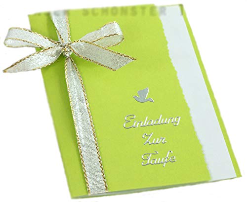 10 x Einladung Einladungskarte Taufe Einladungen KT002 in verschiedenen Farben erhältlich (hellgrün)