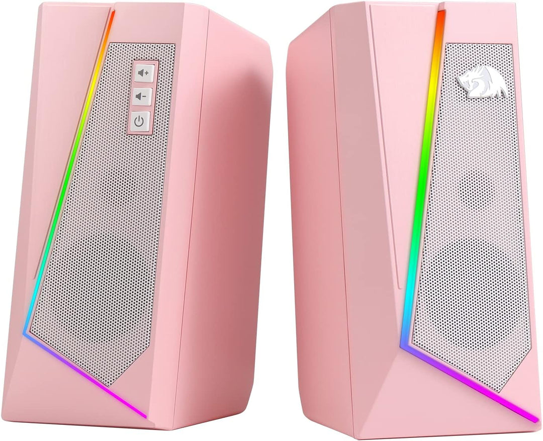 Redragon GS520 RGB Gaming Lautsprecher 2.0 USB Rosa | Desktop Stereo Lautsprecher 2.0 Kanal PC 6 Far