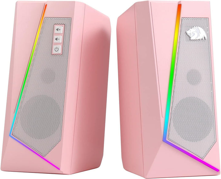 Redragon GS520 RGB Gaming Lautsprecher 2.0 USB Rosa | Desktop Stereo Lautsprecher 2.0 Kanal PC 6 Far