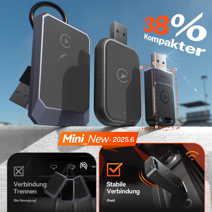 für Apple Carplay Wireless Adapter, Autoverbindung, Keine Latenz, Plug&Play, Wireless Carplay Adapte