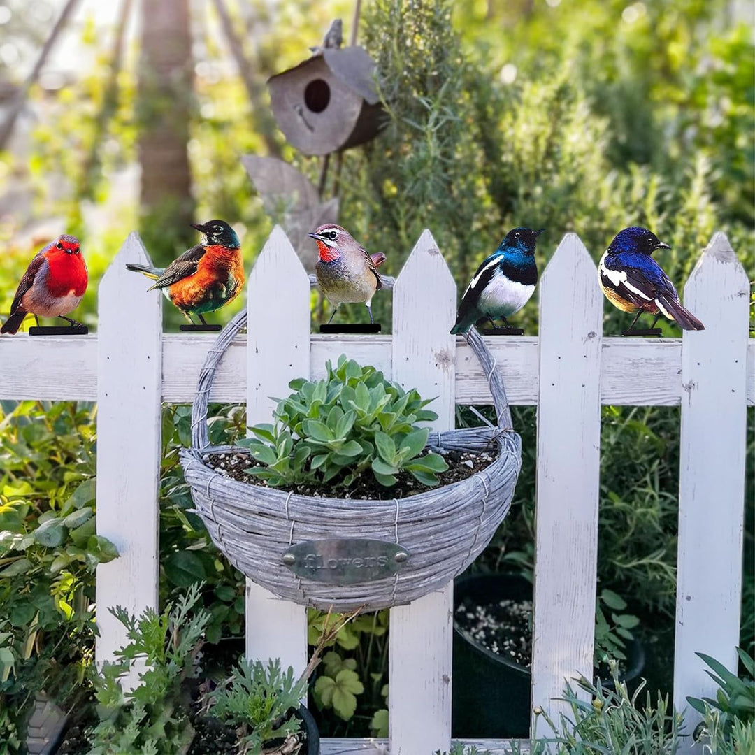 5 Stück Gartendeko Bemalte Vogel Vögel Gartenstecker Deko Gartendeko Für Draussen Metall Vogel Baums