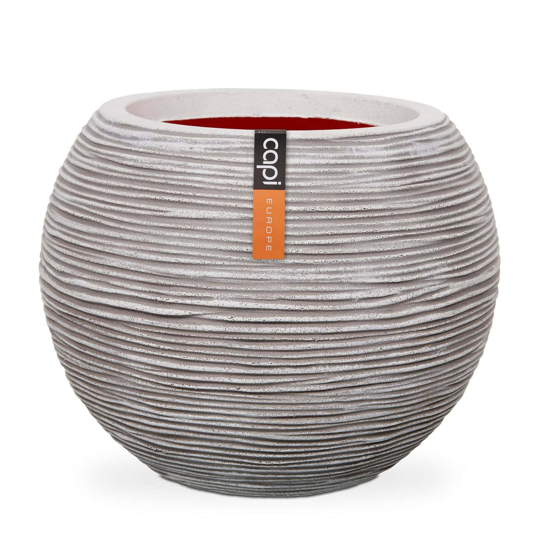 Capi Europe - Gefäss Kugel Rib NL - 40x32 - Elfenbein - Öffnung Ø24 - Blumentopf für den Innen- und
