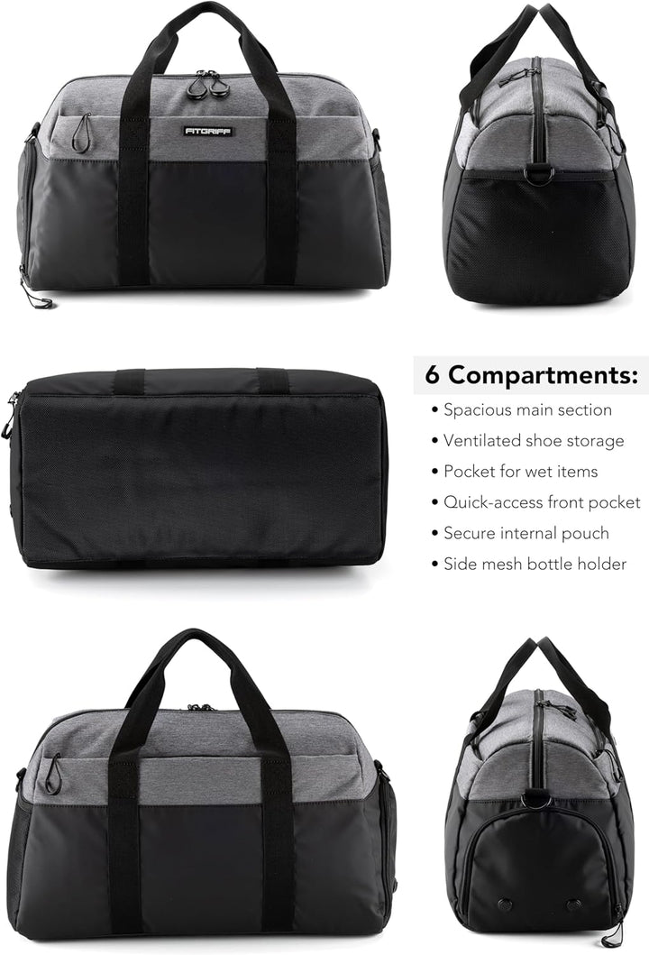 Fitgriff® Sporttasche & Reisetasche V2 für Damen und Herren - mit Schuhfach & Nassfach - Tasche für