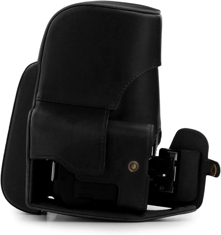 MegaGear Schutzhülle aus Kunstleder kompatibel mit Nikon Coolpix P950 - Schwarz, Schwarz