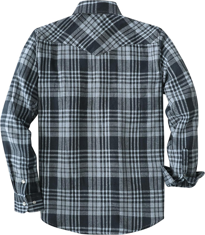 Dubinik® Herren Flanellhemd Flanellhemd Herren Kariert Western Cowboy Vintage Langarm Druckknöpfe Ba