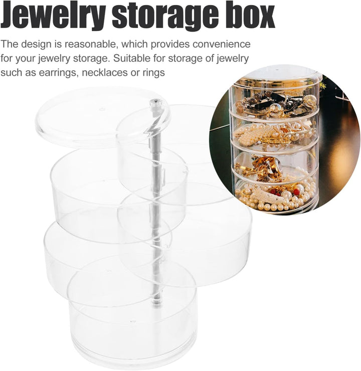 Cabilock Mehrschichtiger Drehbarer Multi Organizer Box 21X11.5X11.5Cm Transparent Schmuckkästchen Fü