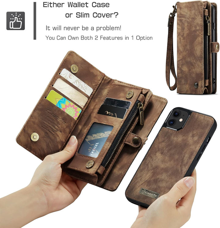 UFinetech 2-in-1 iPhone 11 Hülle Tasche Design Flip TPU Bumper Leder Abnehmbar Flexibel Magnetische