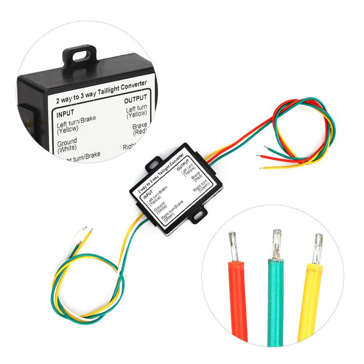 Fdit Rücklicht-Konverteradapter für Anhänger, 2-zu-3-Drahtspleiss für Wohnmobilcamping, ABS-Material