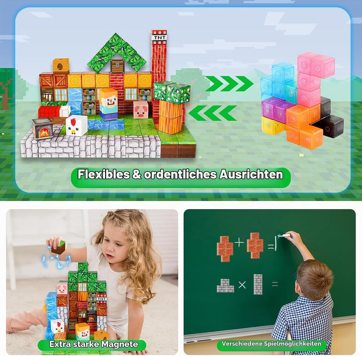 Goody King Magnetische Bausteine Bauspielzeug 100 Pcs Magnetbausteine für Kinder Montessori Kreative