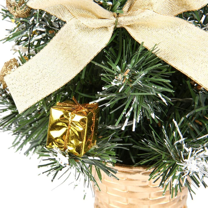 CRTEPST Mini LED Weihnachtsbaum Künstlich Klein Desktop Deko Tannenbaum mit LED Lichterkette Beleuch