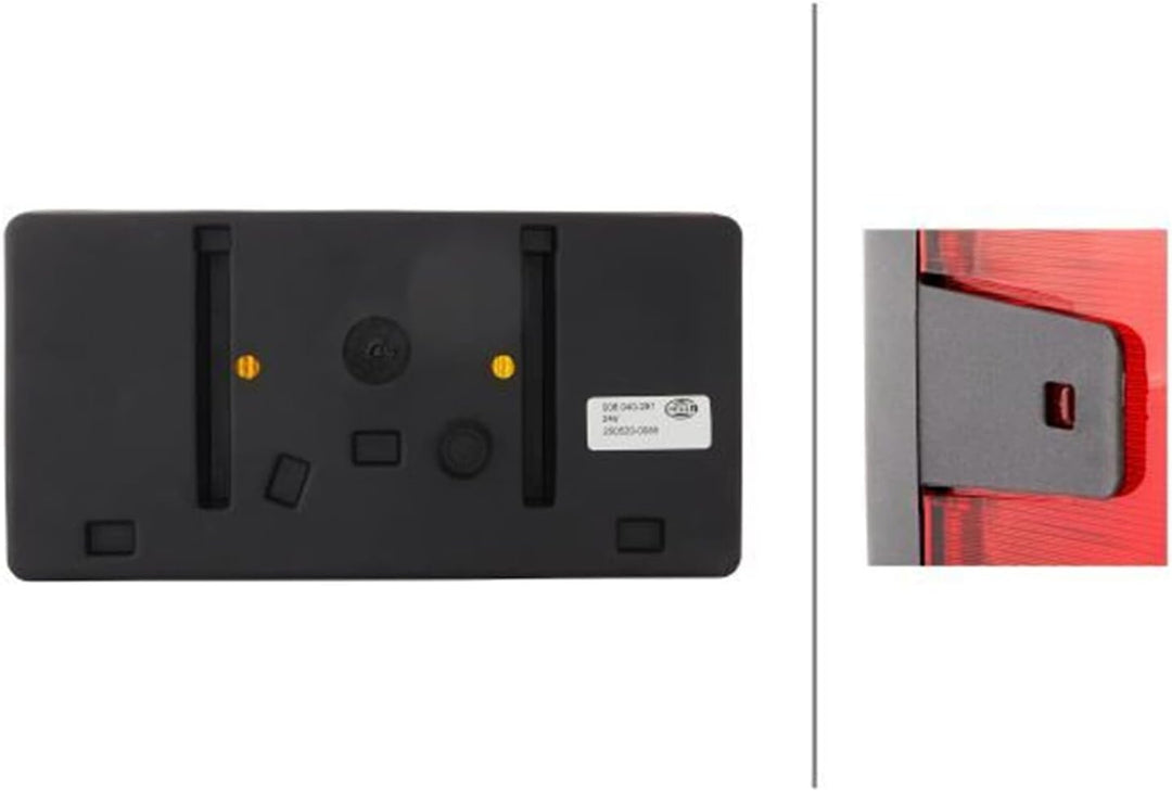 HELLA - Heckleuchte - Glühlampe - 24/12V - Anbau - Lichtscheibenfarbe: rot/gelb - Stecker: Flachstec