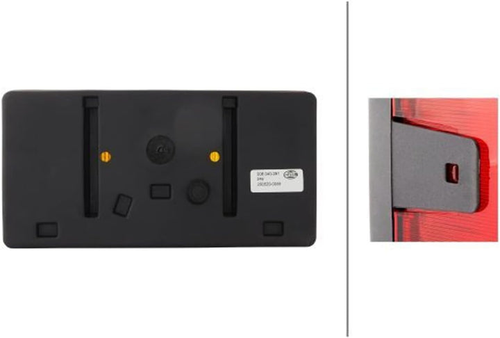 HELLA - Heckleuchte - Glühlampe - 24/12V - Anbau - Lichtscheibenfarbe: rot/gelb - Stecker: Flachstec