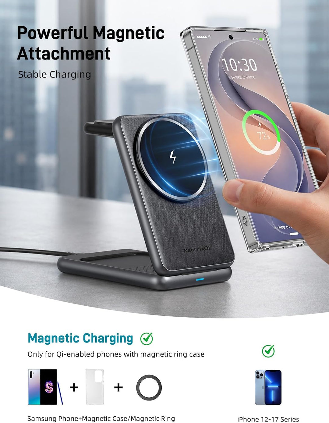 3 in 1 Magnetisch Ladestation für Samsung Galaxy S26 Ultra/S25 Ultra/S24 | Faltbare Induktive Ladest