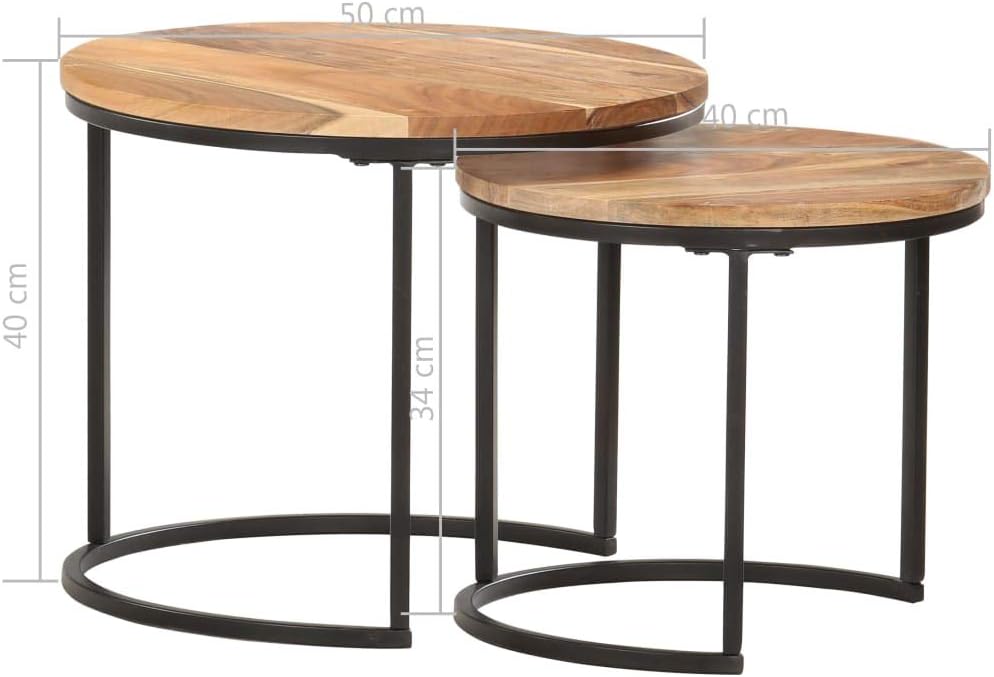 vidaXL 2X Akazienholz Massiv Satztisch Couchtisch Beistelltisch Kaffeetisch Sofatisch Holztisch Tisc