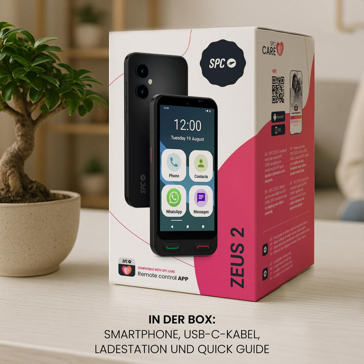 SPC Zeus 2 + Handyhülle | Smartphone für Senioren Kompatible mit App Fernverwaltung und -ortung | Ea