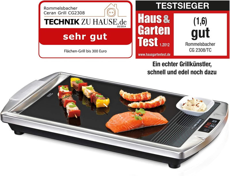 ROMMELSBACHER CERAN® Grill CG 2308/TC - Made in Germany, SCHOTT CERAN® Grillfläche, Temperatur von 8