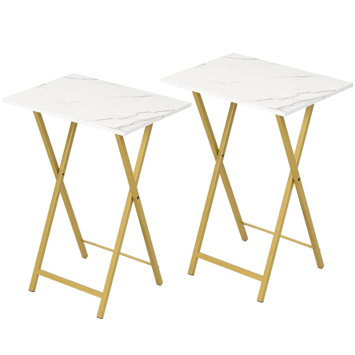 HOOBRO Beistelltisch Klappbar, Kleiner tabletttisch, TV Tray 2er Set, klapptisch Snack Tisch Industr