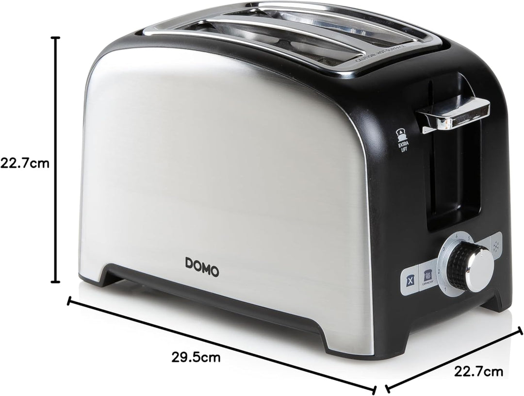 DOMO DO959T Toaster - für 2 Toasts - mit Röstaufsatz schwarz+Edelstahl