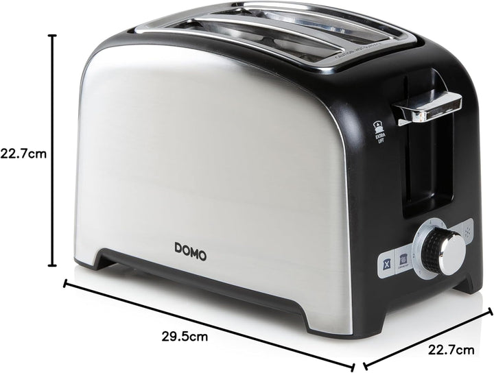 DOMO DO959T Toaster - für 2 Toasts - mit Röstaufsatz schwarz+Edelstahl