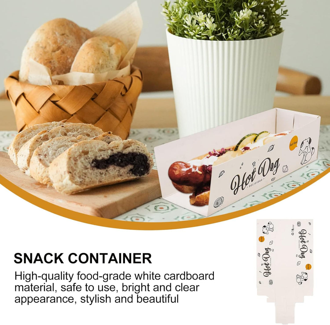 100 Stück Papier Hot Dog Tabletts Einweg-Papier-Futtertablett Snack-Behälter Box Hot Dog Papierhalte