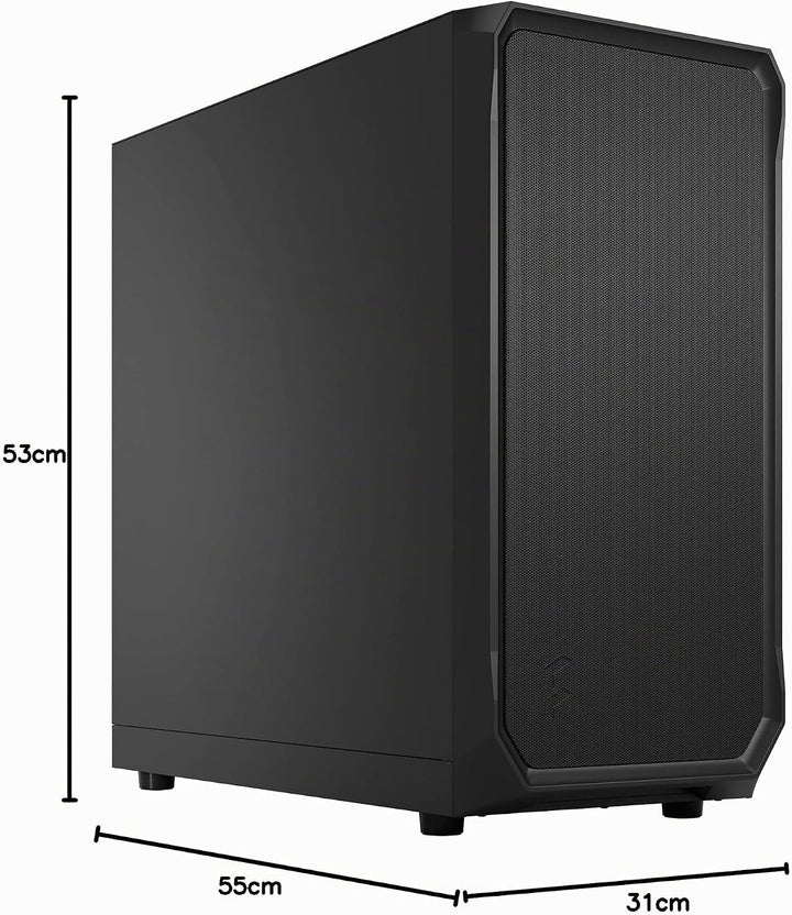 Fractal Design Focus 2 Black Solid - Mesh Front – Two 140 mm Aspect Fans Included – ATX Gaming Case,