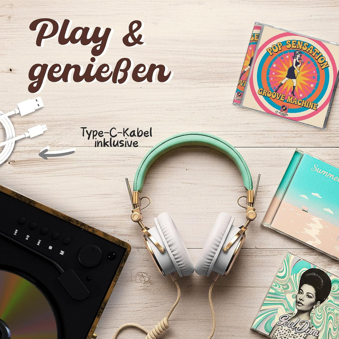 Retro CD Player mit Lautsprecher Bluetooth und Akku | Mit 2000 mAh Kapazität und Schnellladung per U