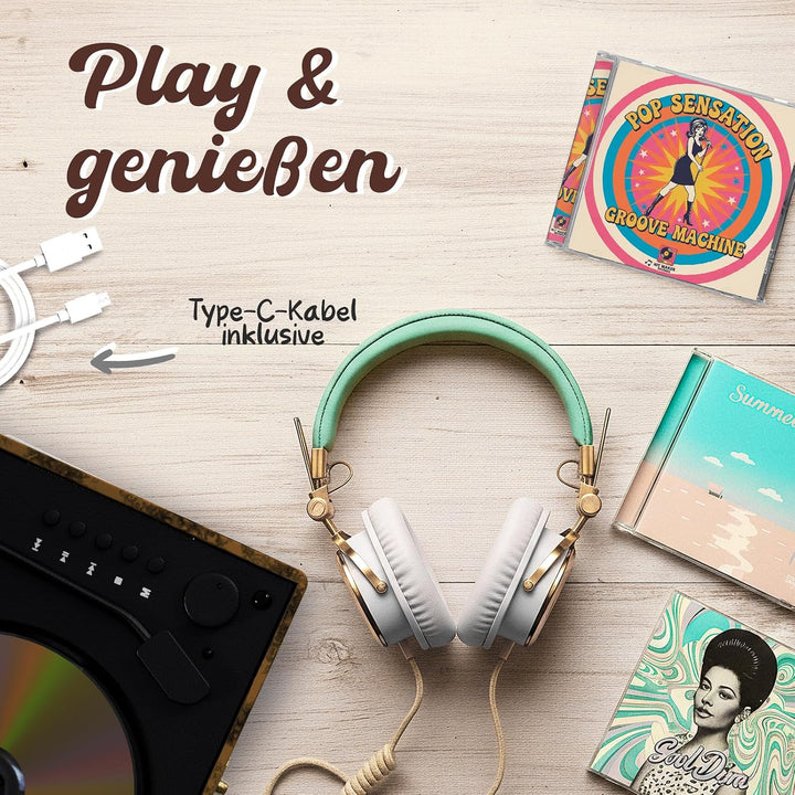 Retro CD Player mit Lautsprecher Bluetooth und Akku | Mit 2000 mAh Kapazität und Schnellladung per U