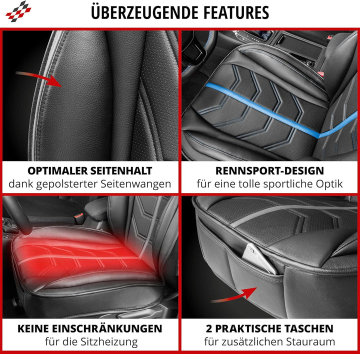Walser Premium Sitzauflage Auto Kimi, Sitzschoner Auto schwarz/blau, Vergleichssieger* Auto Sitzaufl