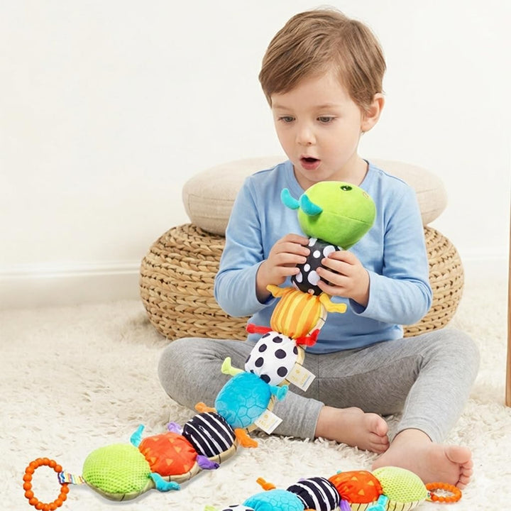Raupe Plüschtier Spielzeug, Baby Spielzeug 0 3 6 Monate, Sensorik Raupe Mit Greifling, Rassel, Spieg