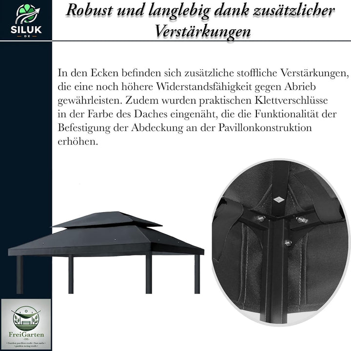 freigarten.de Ersatzdach für Pavillon 3x4m Wasserdicht Material Panama PVC weich 370g/m² extra stark
