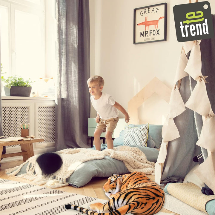 TE-Trend 18789 Plüschtier Tiger Kuscheltier Stofftiger lebensechte Raubkatze liegend Dschungel Stepp