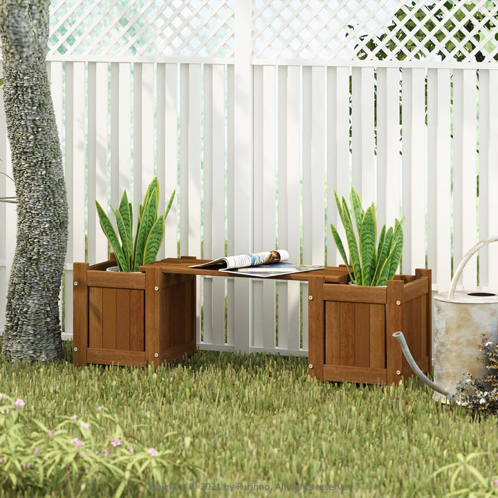 Furinno Tioman Hardwood Planter Box Mini-Pflanzgefäss aus Hartholz, Meranti-Holz, Natur, 1-Pack 1-Pa