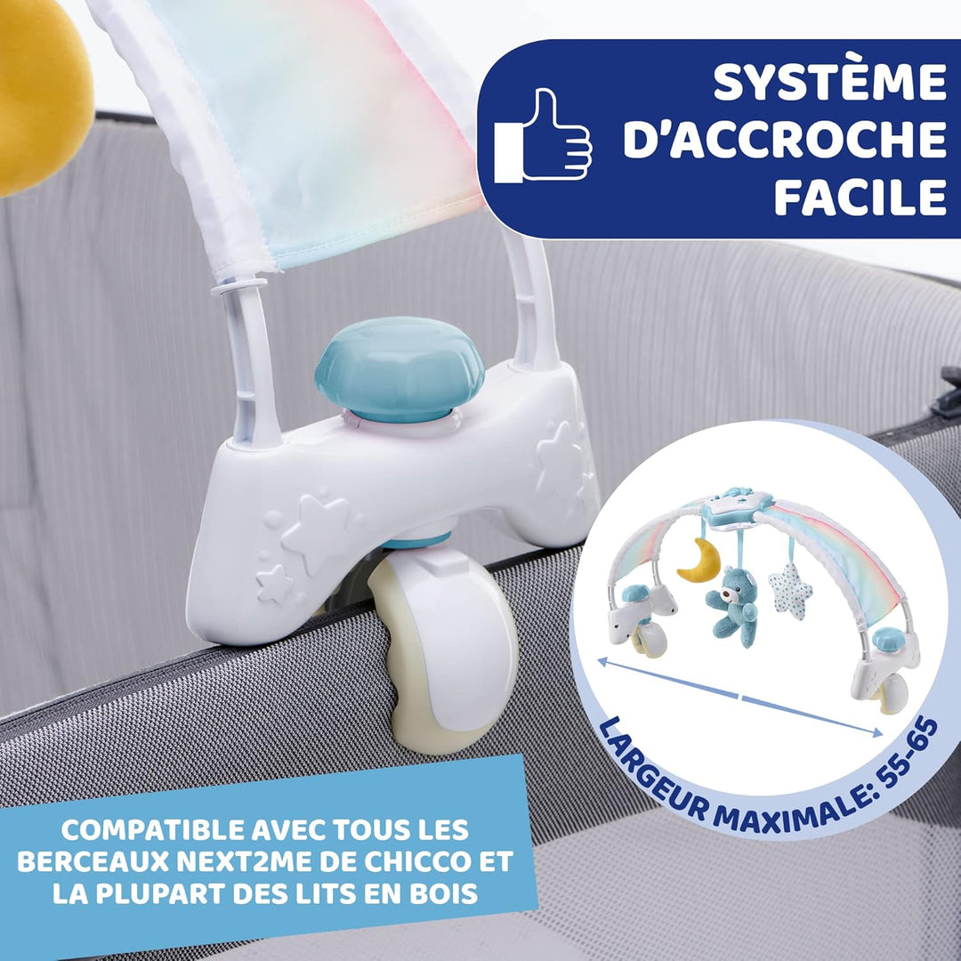 Chicco Regenbogen-Spielbogen für Kinderbett, 2in1 Evolutionskompatibel Next2Me, Babywanne mit Regenb