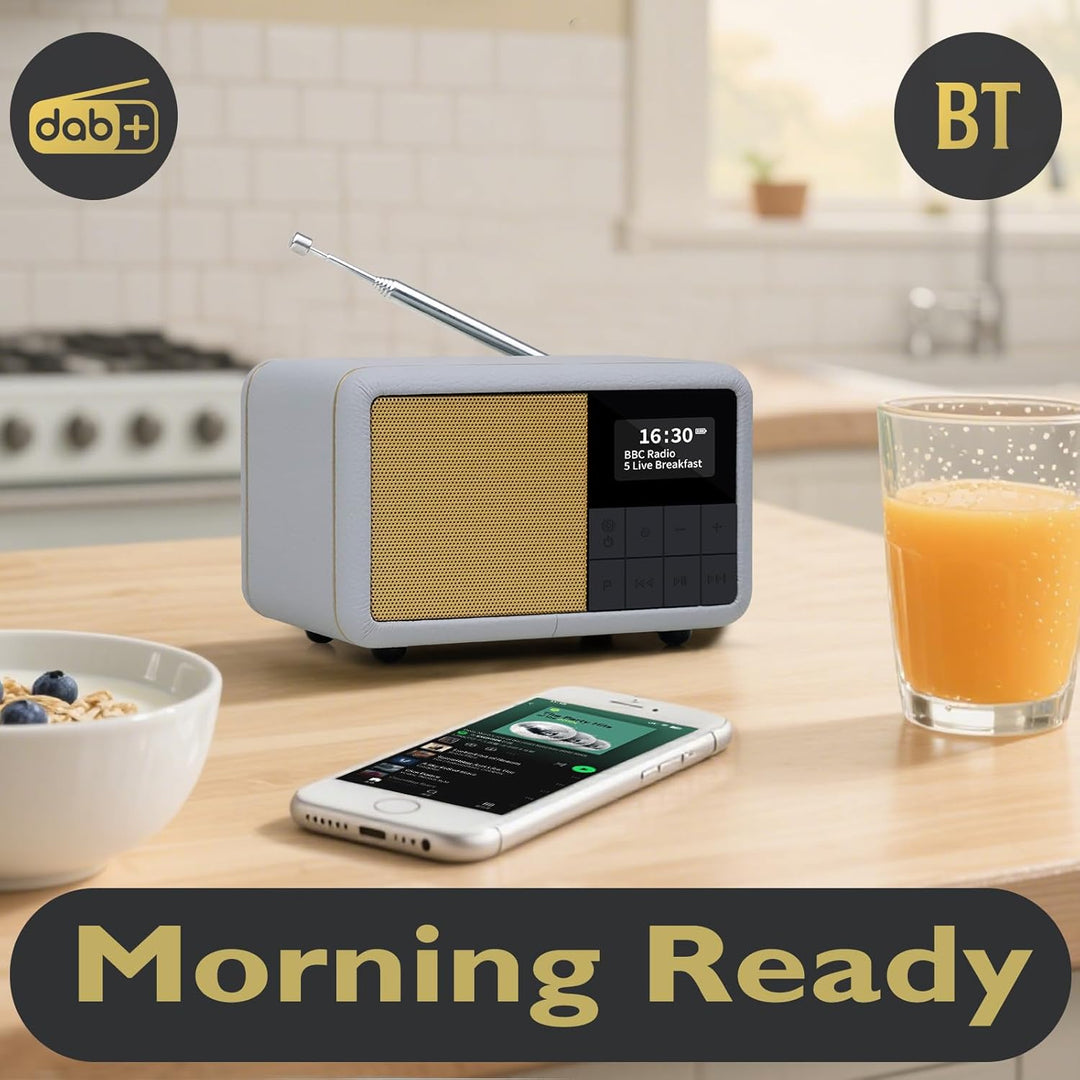 LEMEGA CR7 Tragbares Mini DAB+ Radio mit Bluetooth（Akku mit bis zu 12 Stunden Laufzeit,UKW,IPX4 wass