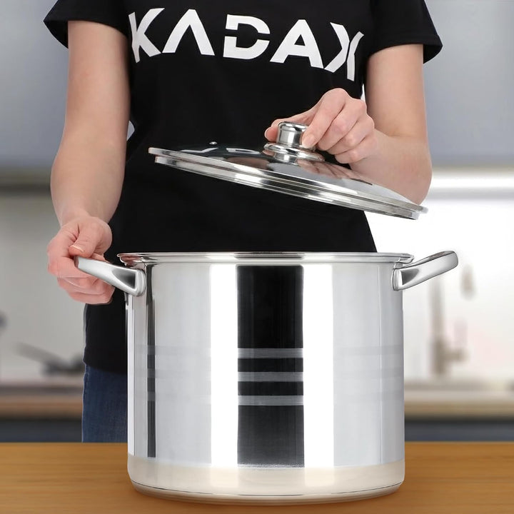 KADAX Kochtopf 11L, hoher Topf mit Deckel, Suppentopf aus Edelstahl, Vielseitiger Nudelkochtopf, Küc